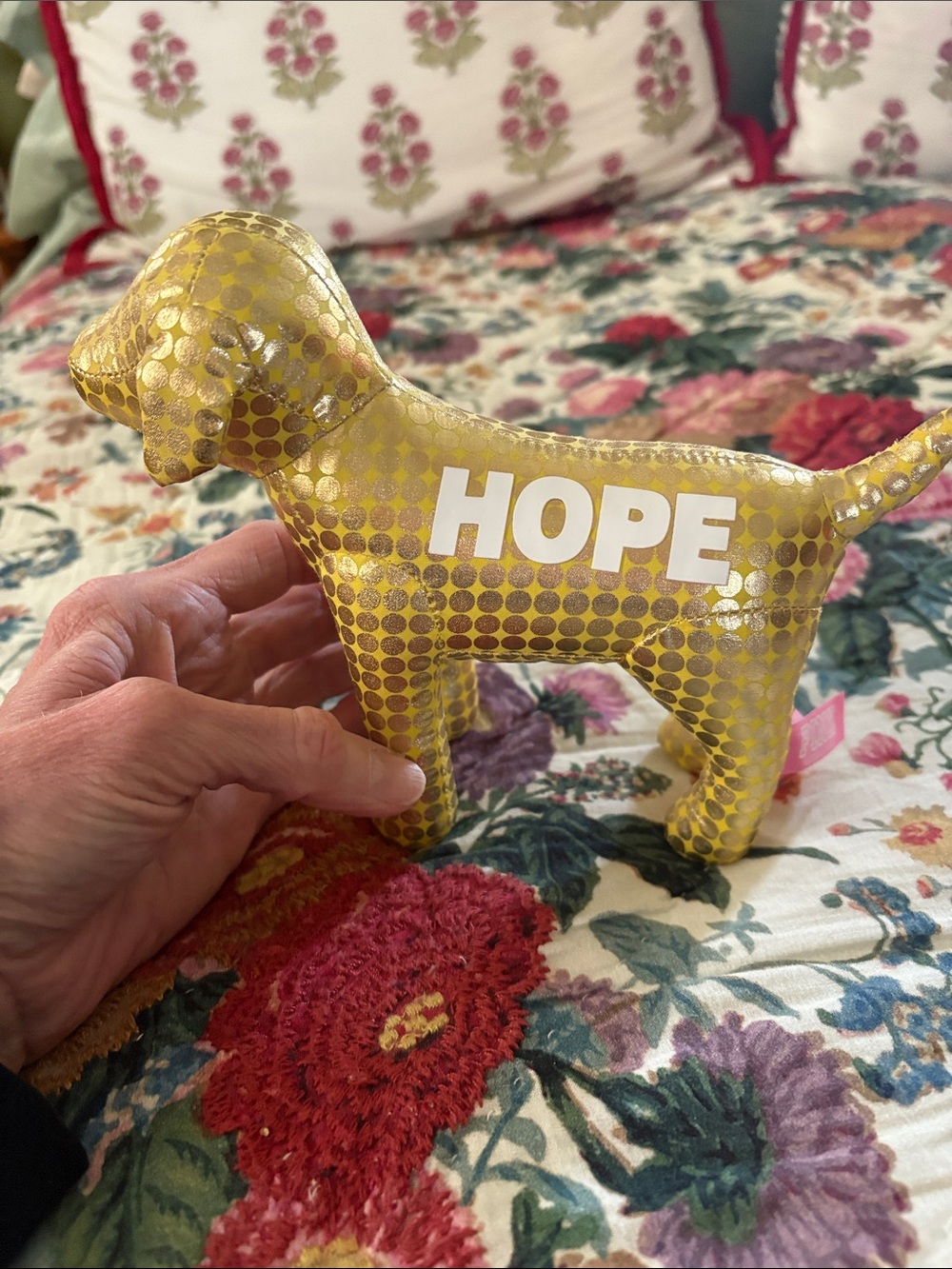 PINK Victoria's Secret Gold 'HOPE' Dog Plush